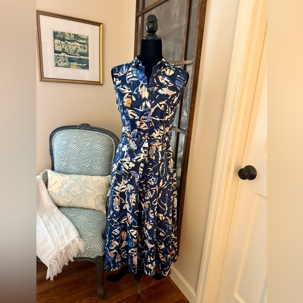 Nic + Zoe Indigo Leaves Shirtdress